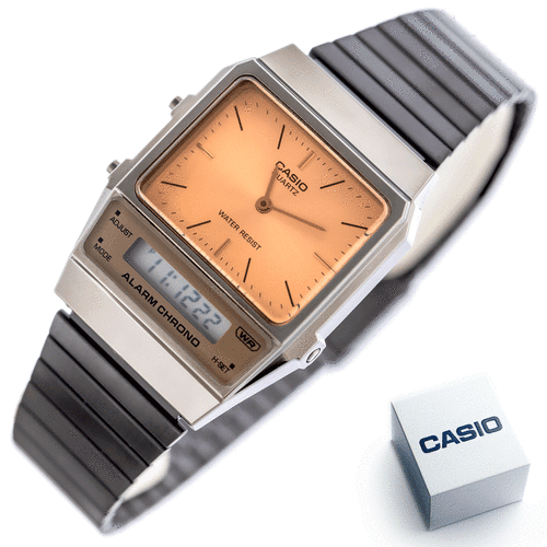 ZEGAREK UNISEX CASIO Vintage Dual Time AQ-800ECGG-4ADF + BOX