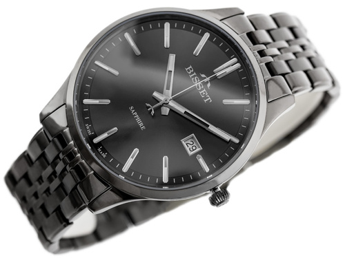 ZEGAREK MĘSKI BISSET BSDF383 (zb094d) - SZAFIROWE SZKŁO