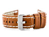 Pasek skórzany do zegarka W49 - camel/białe - 20mm