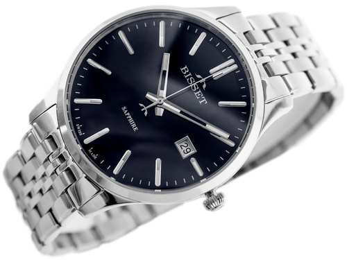 ZEGAREK MĘSKI BISSET BSDF383 (zb094c) - SZAFIROWE SZKŁO