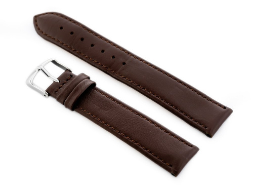 Pasek skórzany do zegarka W44L ciemny brąz - 24mm